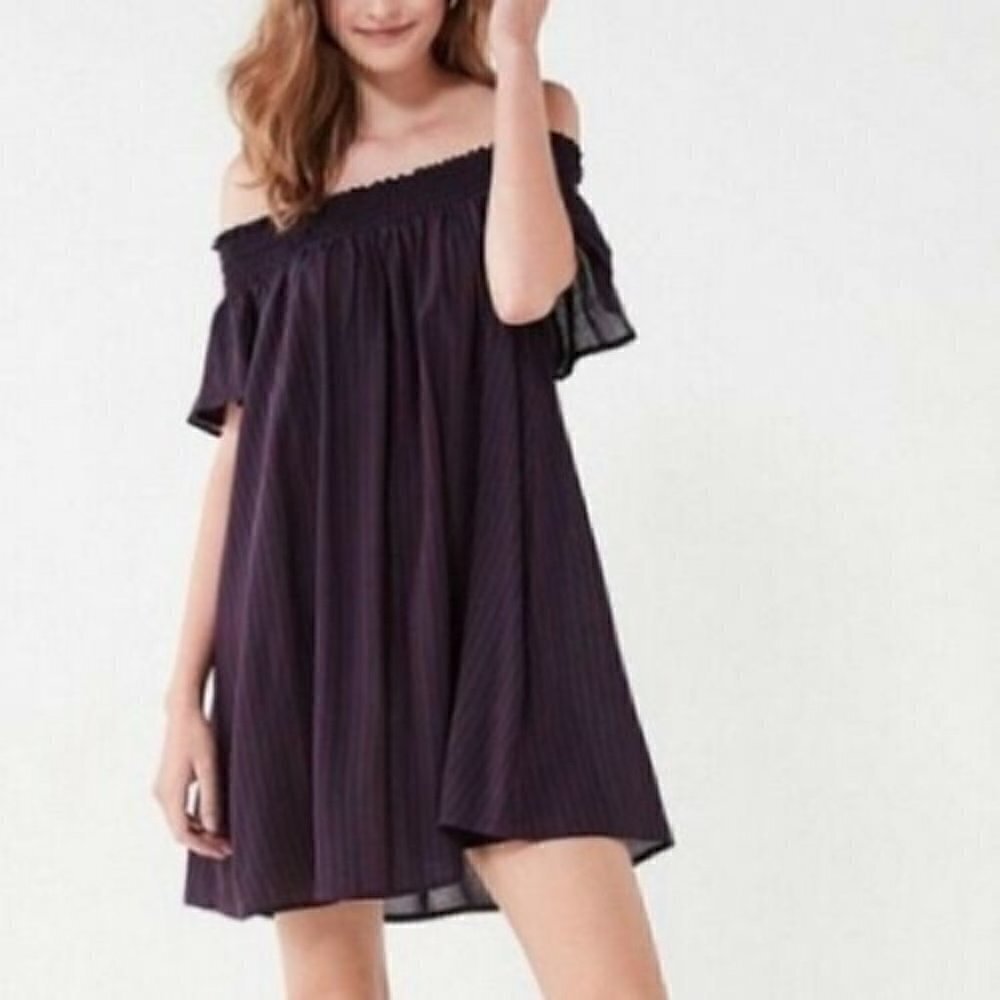 Urban Outfitters Cooperative NWT Navy Striped Off Shoulder Dress XS